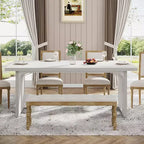 Table à manger rectangulaire en bois pour 6, Table de cuisine de 180 cm