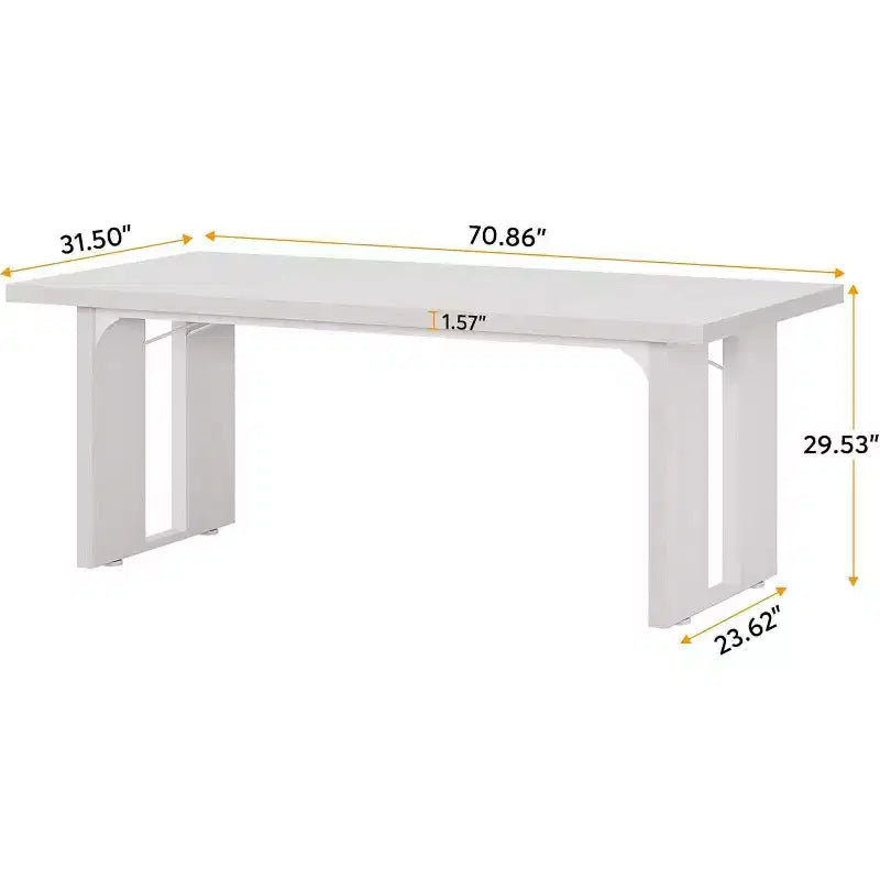 Table à manger rectangulaire en bois pour 6, Table de cuisine de 180 cm