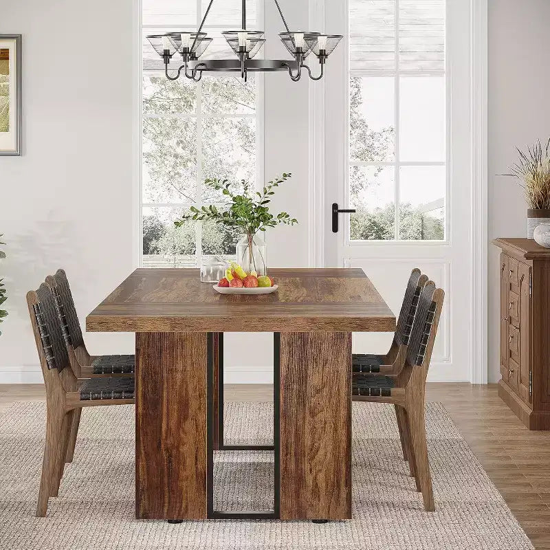 Table à manger rectangulaire en bois pour 6, Table de cuisine de 180 cm