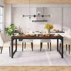 Table à manger rectangulaire en bois pour 6, Table de cuisine de 180 cm