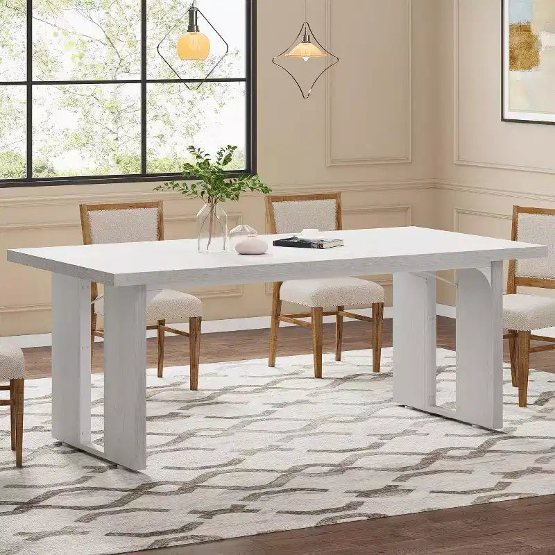 Table à manger rectangulaire en bois pour 6, Table de cuisine de 180 cm