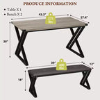Ensemble table à manger, ensemble table de cuisine pour 4, ensemble table à manger 3 pièces avec 2 bancs pour petit espace, appartement, salle à manger, gain de place