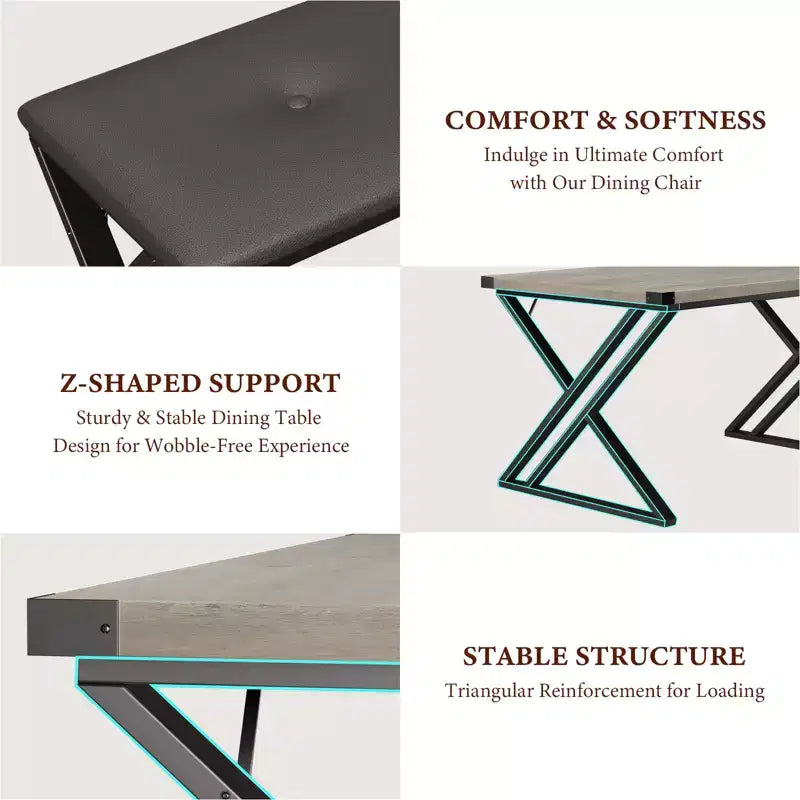 Ensemble table à manger, ensemble table de cuisine pour 4, ensemble table à manger 3 pièces avec 2 bancs pour petit espace, appartement, salle à manger, gain de place