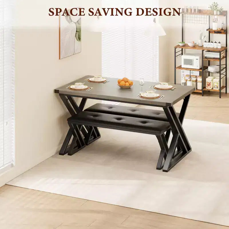 Ensemble table à manger, ensemble table de cuisine pour 4, ensemble table à manger 3 pièces avec 2 bancs pour petit espace, appartement, salle à manger, gain de place