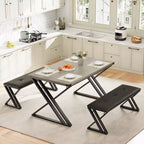 Ensemble table à manger, ensemble table de cuisine pour 4, ensemble table à manger 3 pièces avec 2 bancs pour petit espace, appartement, salle à manger, gain de place