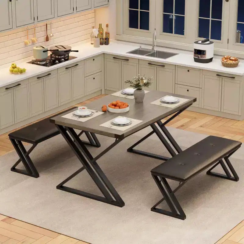 Ensemble table à manger, ensemble table de cuisine pour 4, ensemble table à manger 3 pièces avec 2 bancs pour petit espace, appartement, salle à manger, gain de place