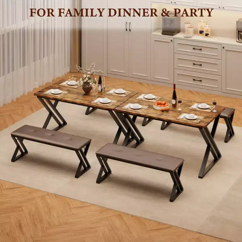 Ensemble table à manger, ensemble table de cuisine pour 4, ensemble table à manger 3 pièces avec 2 bancs pour petit espace, appartement, salle à manger, gain de place