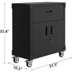 Armoire de rangement en acier roulante avec tiroir et étagère réglable