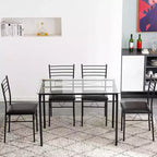 Ensemble de salle à manger rectangulaire 5 pièces avec cadre en métal