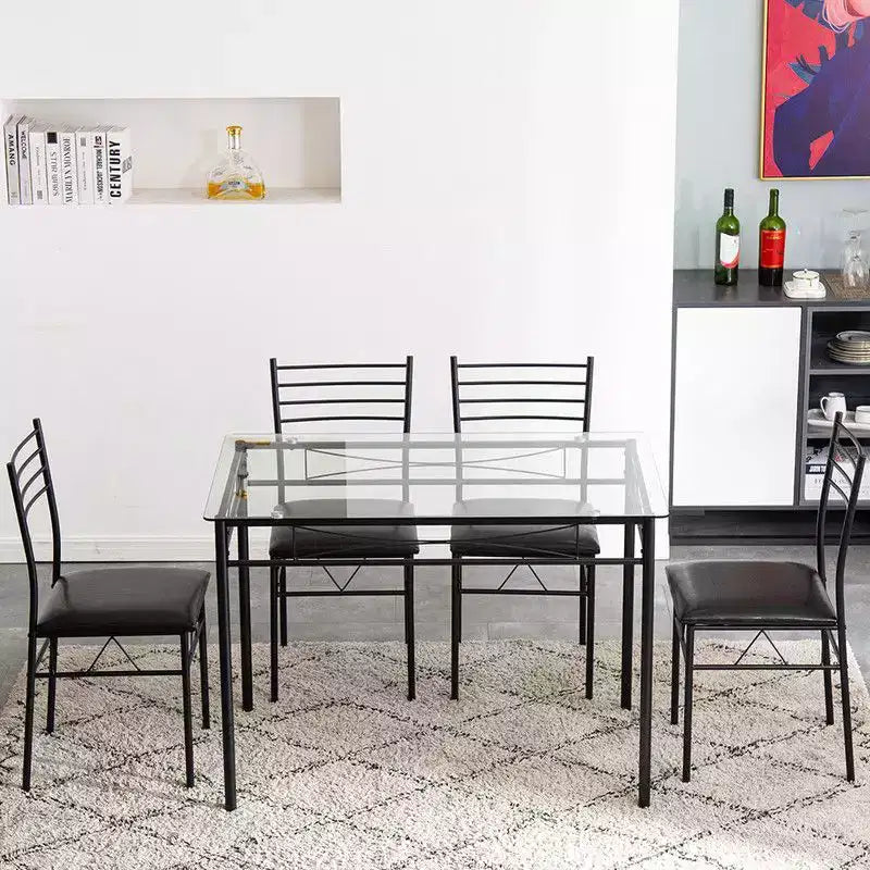 Ensemble de salle à manger rectangulaire 5 pièces avec cadre en métal