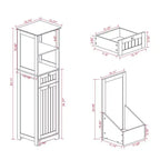 Meuble de rangement avec tiroir et étagère ouverte, panier à linge inclinable pour salle de bain et salon, blanc