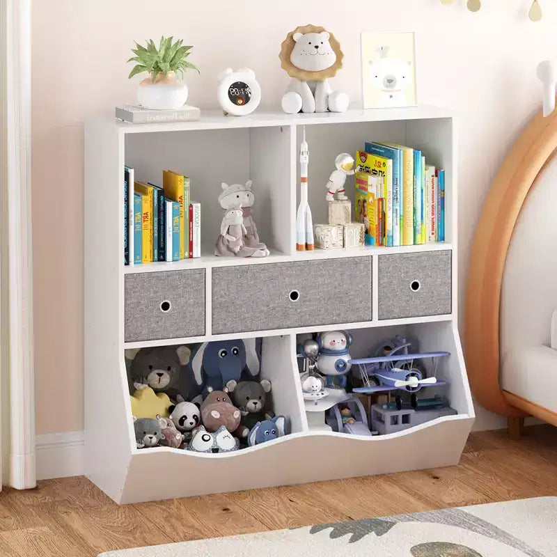 Étagère à livres et meuble de rangement pour jouets pour enfants avec 3 tiroirs