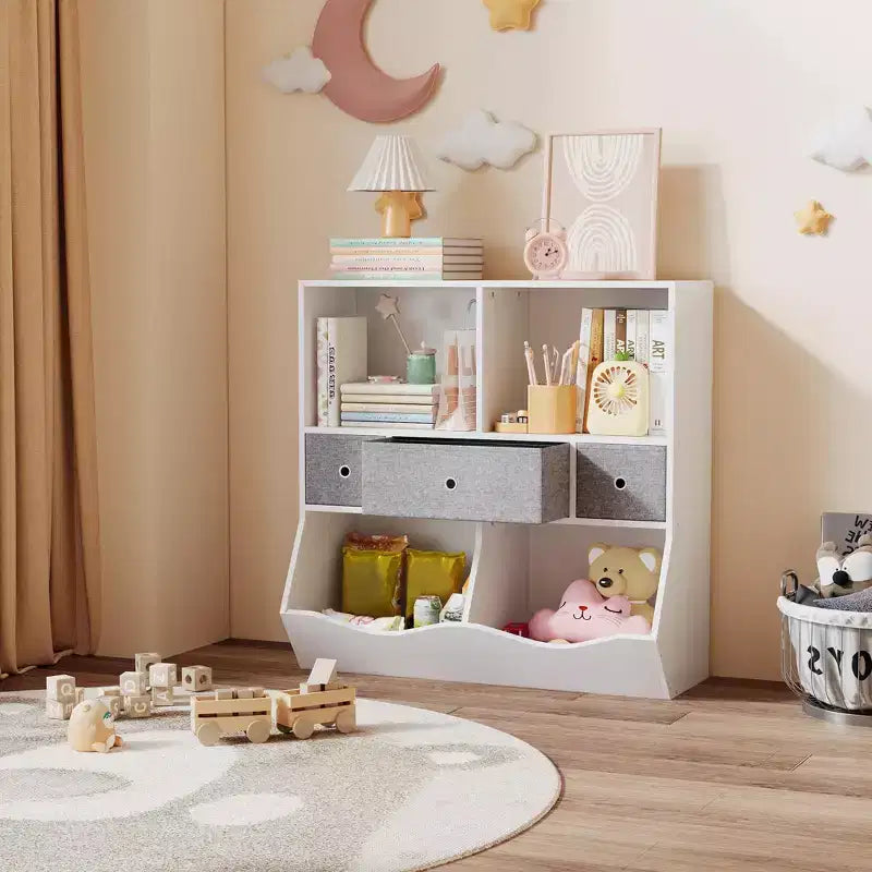 Étagère à livres et meuble de rangement pour jouets pour enfants avec 3 tiroirs