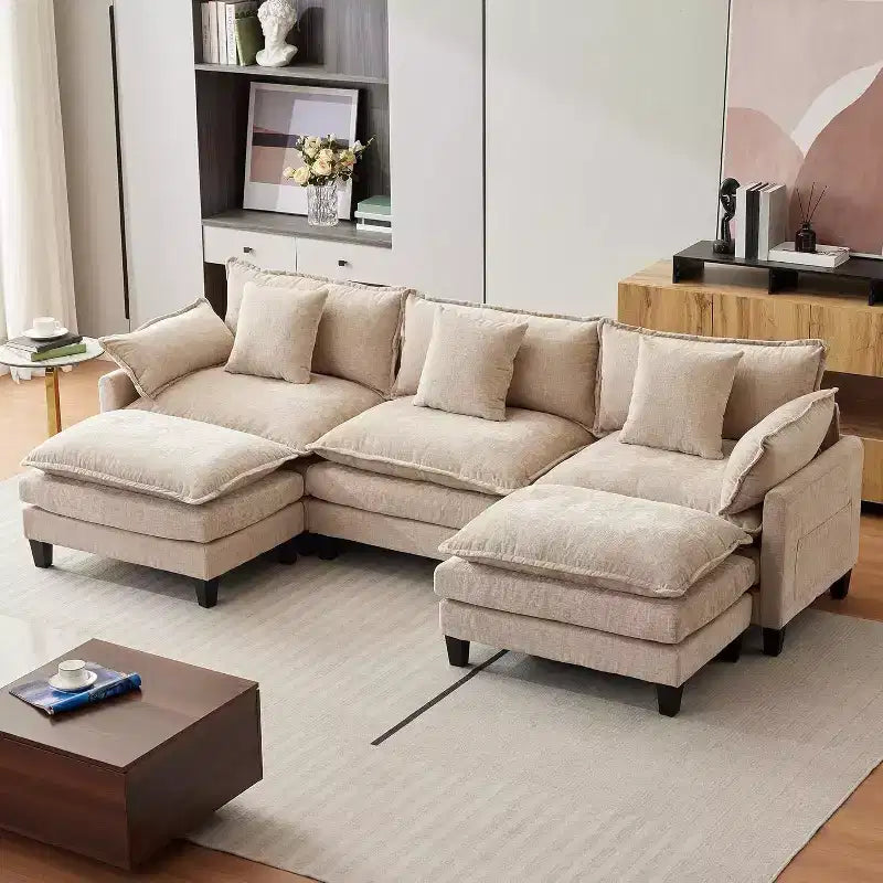 Canapé modulaire en L avec ottomane