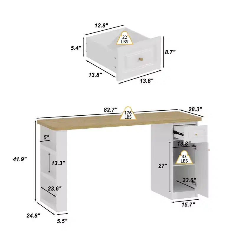 Famapy 82,6''L Plan de travail de buanderie, Plan de travail pour laveuse-sécheuse, Étagère et tiroir réglables, Organisation de la buanderie, Table de meuble de rangement pour buanderie