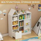 CuisinSmart Étagère à livres pour enfants 43'' avec 7 casiers de rangement, bibliothèque à pochettes à 3 niveaux pour enfants, organisateur de jouets pour salle de jeux, crèche, salle de classe