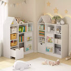 CuisinSmart Étagère à livres pour enfants 43'' avec 7 casiers de rangement, bibliothèque à pochettes à 3 niveaux pour enfants, organisateur de jouets pour salle de jeux, crèche, salle de classe