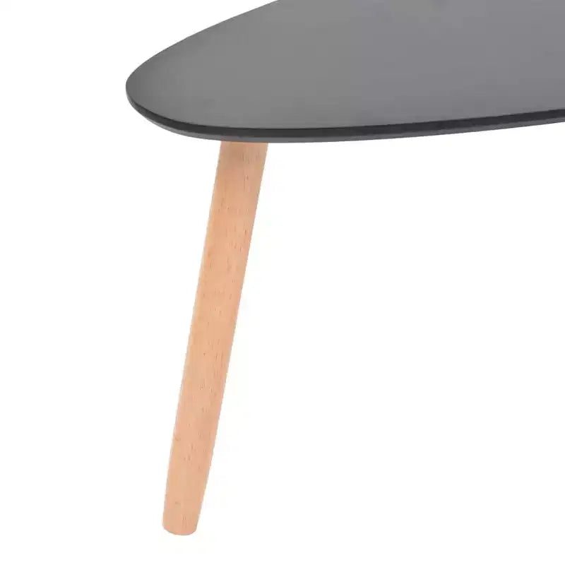 Lot de 2 tables basses Pieds en pin massif noir, plateau en MDF