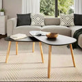 Lot de 2 tables basses Pieds en pin massif noir, plateau en MDF