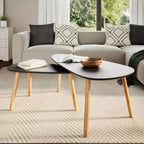 Lot de 2 tables basses Pieds en pin massif noir, plateau en MDF
