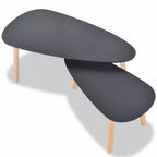 Lot de 2 tables basses Pieds en pin massif noir, plateau en MDF