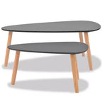 Lot de 2 tables basses Pieds en pin massif noir, plateau en MDF