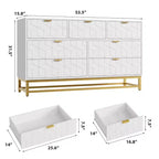 Commode de chambre, 7 tiroirs avec poignées dorées