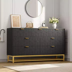 Commode de chambre, 7 tiroirs avec poignées dorées