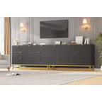 Commode de chambre, 7 tiroirs avec poignées dorées