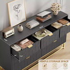 Commode de chambre, 7 tiroirs avec poignées dorées