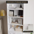Bibliothèque haute de 181 cm, bibliothèque de style ferme avec portes et étagères ouvertes, bibliothèque autoportante à 6 niveaux en bois pour salon, chambre, bureau