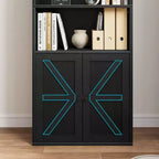 Bibliothèque haute de 181 cm, bibliothèque de style ferme avec portes et étagères ouvertes, bibliothèque autoportante à 6 niveaux en bois pour salon, chambre, bureau