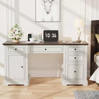 Bureau de direction Dyonery 60, bureau d'ordinateur de style rustique avec tiroirs et armoire, bureau à domicile avec texture en relief, espace de travail pour le travail, l'étude et l'écriture