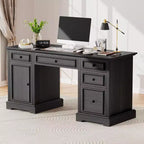 Bureau de direction Dyonery 60, bureau d'ordinateur de style rustique avec tiroirs et armoire, bureau à domicile avec texture en relief, espace de travail pour le travail, l'étude et l'écriture