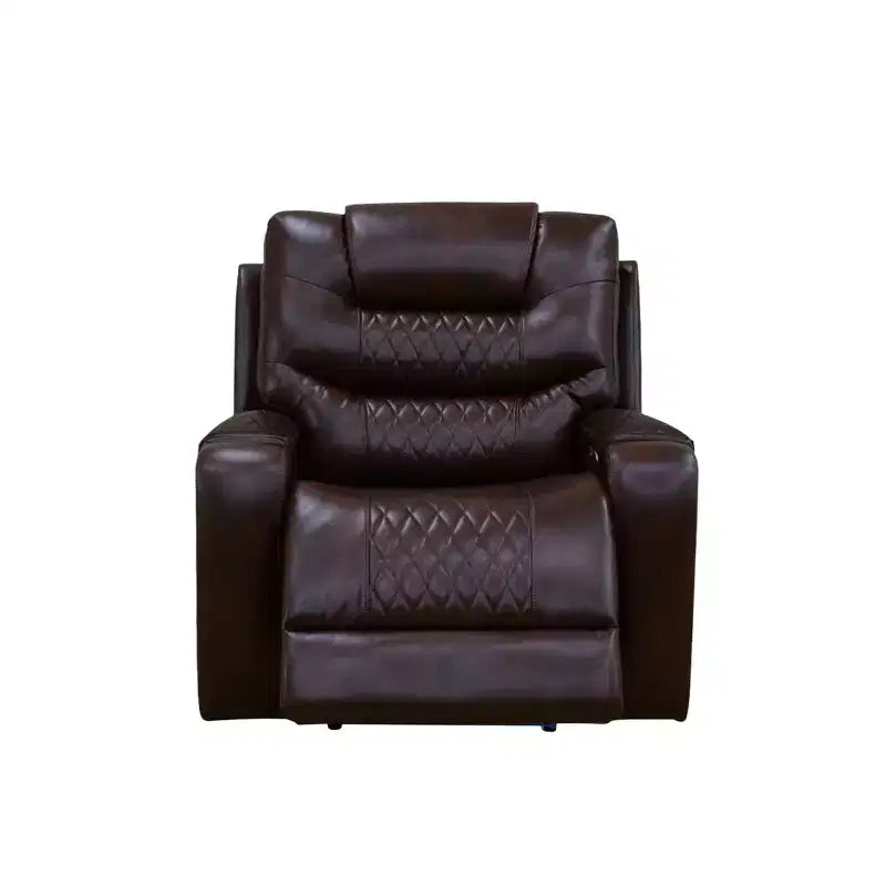 Fauteuil inclinable électrique avec port USB et dossier réglable, cuir PU, marron