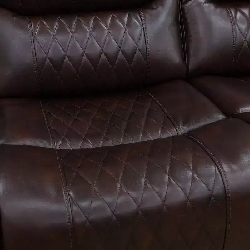 Fauteuil inclinable électrique avec port USB et dossier réglable, cuir PU, marron