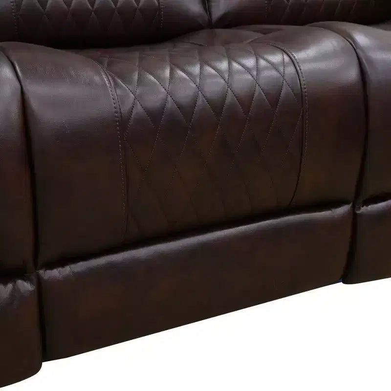 Fauteuil inclinable électrique avec port USB et dossier réglable, cuir PU, marron
