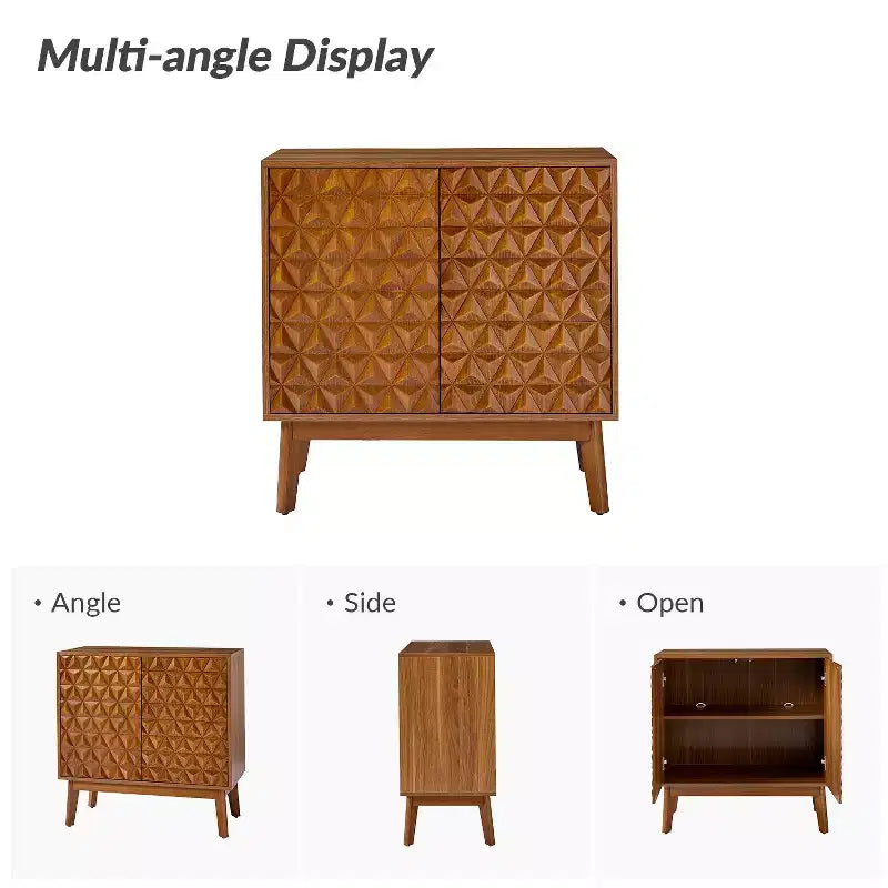 Lot de 2 armoires d'appoint hautes à 2 portes avec étagères réglables, finition noyer, 76 cm