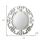 Miroir mural rond de 32 pouces avec cadre géométrique en verre Art déco – Argenté