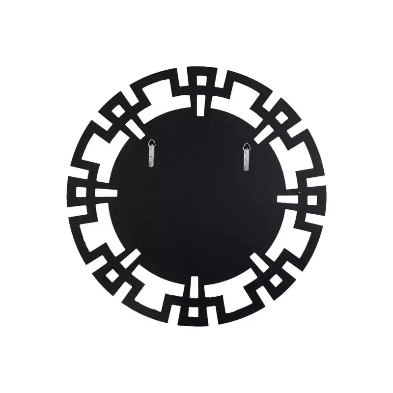 Miroir mural rond de 32 pouces avec cadre géométrique en verre Art déco – Argenté