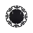 Miroir mural rond de 32 pouces avec cadre géométrique en verre Art déco – Argenté