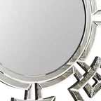 Miroir mural rond de 32 pouces avec cadre géométrique en verre Art déco – Argenté