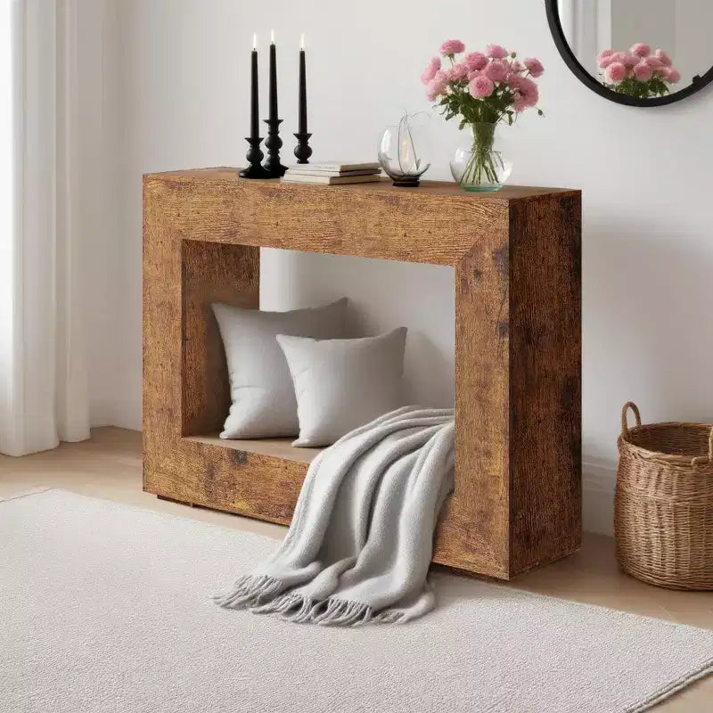 Table console de ferme 47 po - Table basse rustique avec étagères ouvertes pour salon/entrée/chambre à coucher