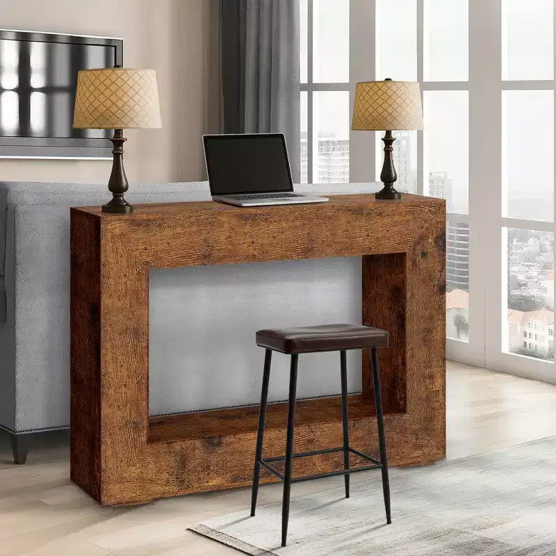 Table console de ferme 47 po - Table basse rustique avec étagères ouvertes pour salon/entrée/chambre à coucher