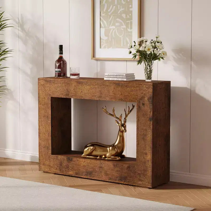 Table console de ferme 47 po - Table basse rustique avec étagères ouvertes pour salon/entrée/chambre à coucher