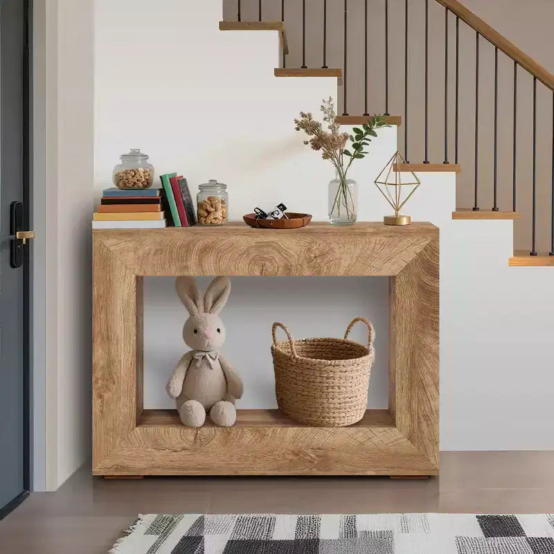 Table console de ferme 47 po - Table basse rustique avec étagères ouvertes pour salon/entrée/chambre à coucher
