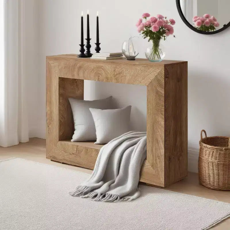 Table console de ferme 47 po - Table basse rustique avec étagères ouvertes pour salon/entrée/chambre à coucher