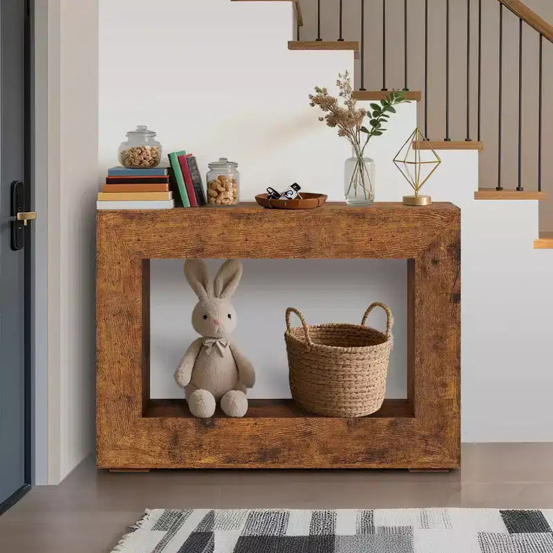 Table console de ferme 47 po - Table basse rustique avec étagères ouvertes pour salon/entrée/chambre à coucher
