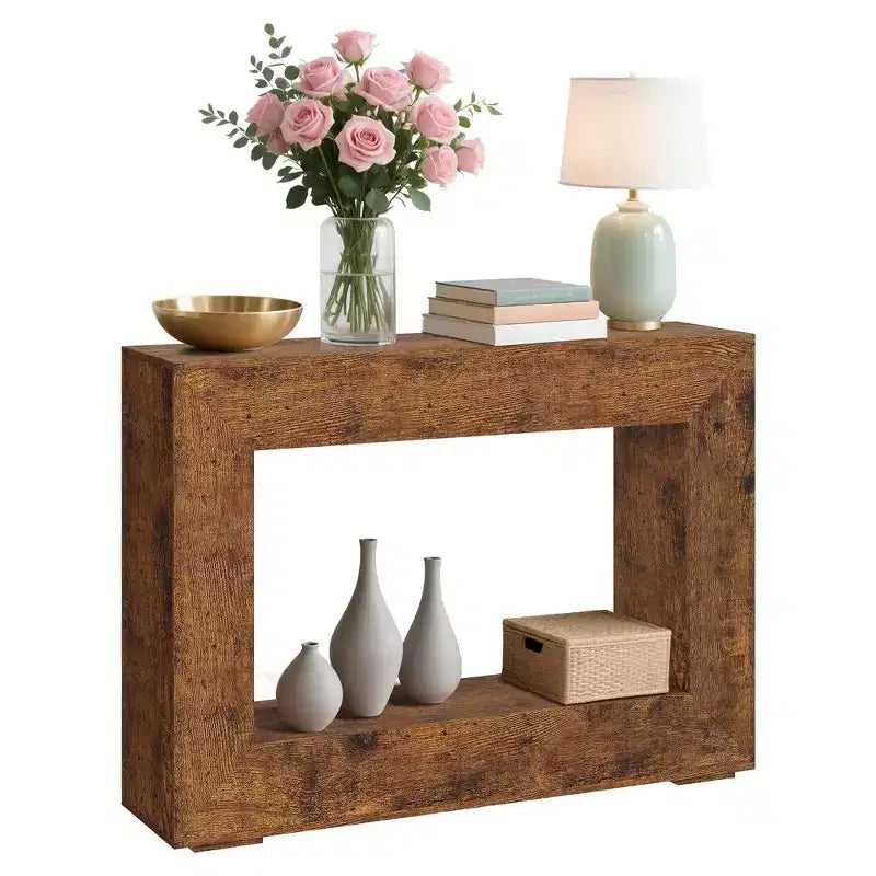 Table console de ferme 47 po - Table basse rustique avec étagères ouvertes pour salon/entrée/chambre à coucher