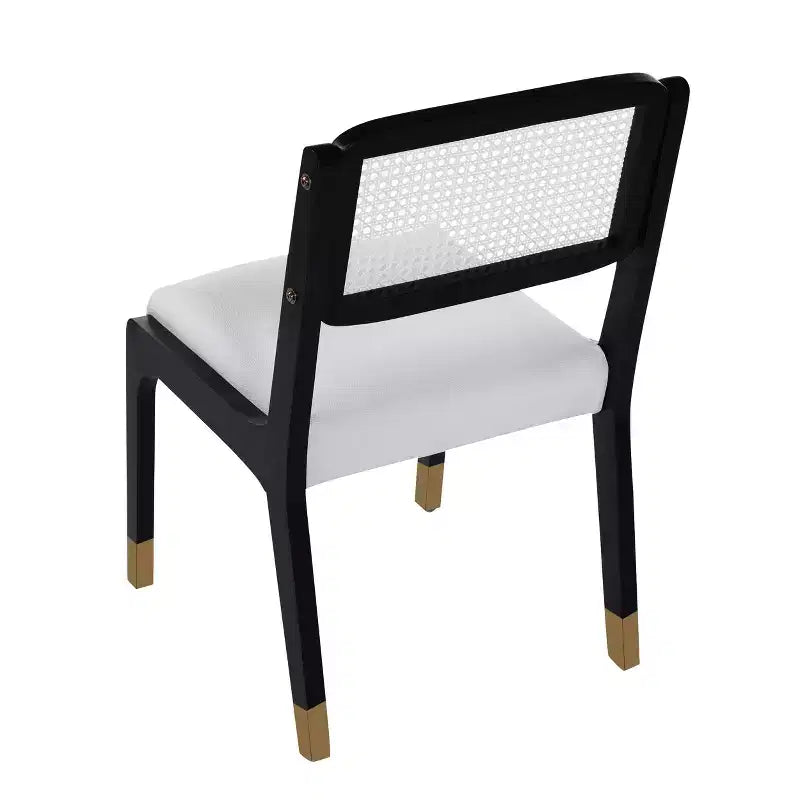 Lot de 2 chaises de salle à manger, chaises d'appoint modernes de style campagnard avec dossier en rotin et pieds en bois d'hévéa